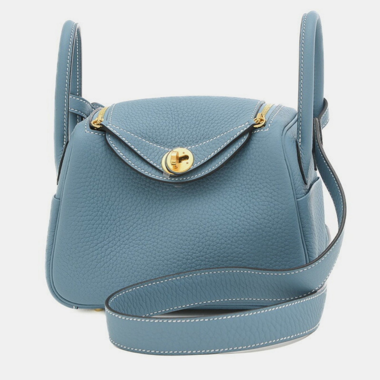 Herm?s Neue blaue Jean Taurillon Lindy Handtasche