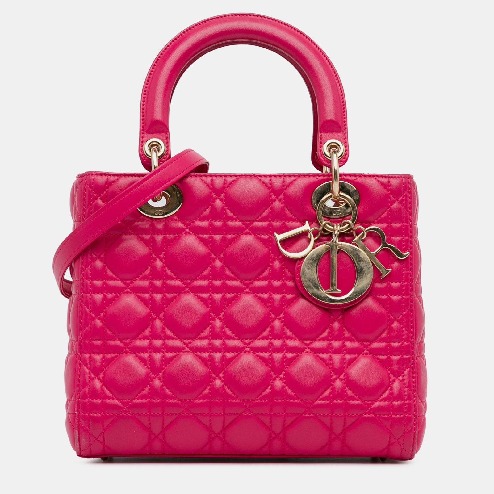 Dior Sac fourre-tout moyen en cuir d'agneau rose Cannage pour femme