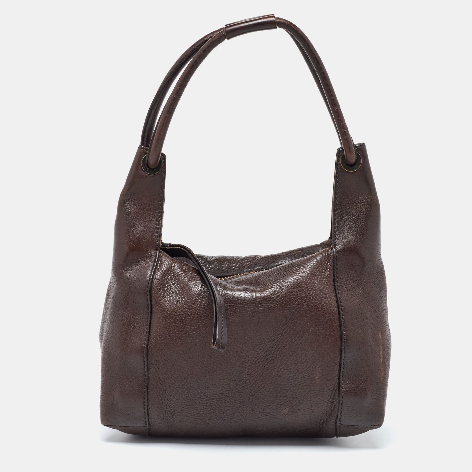 Gucci Sac baguette en cuir marron foncé