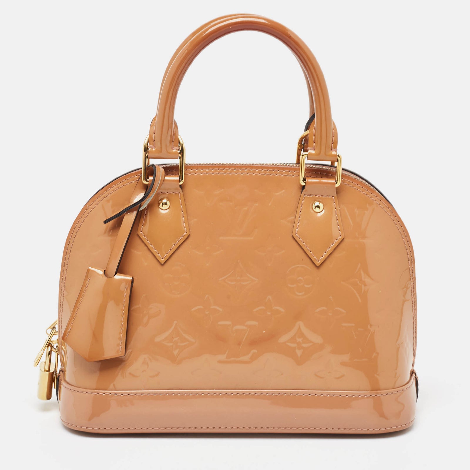 Louis Vuitton Roséfarbene Velours-Monogramm-Vernis-Alma-BB-Tasche