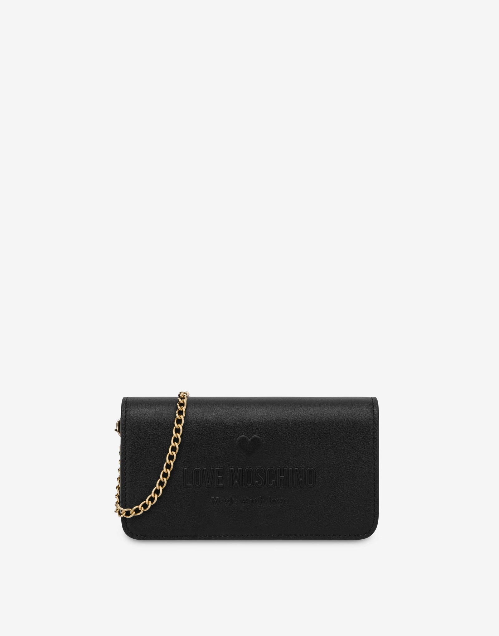 Love Moschino Portefeuille Avec Chaîne En Cuir De Veau Love Embossed