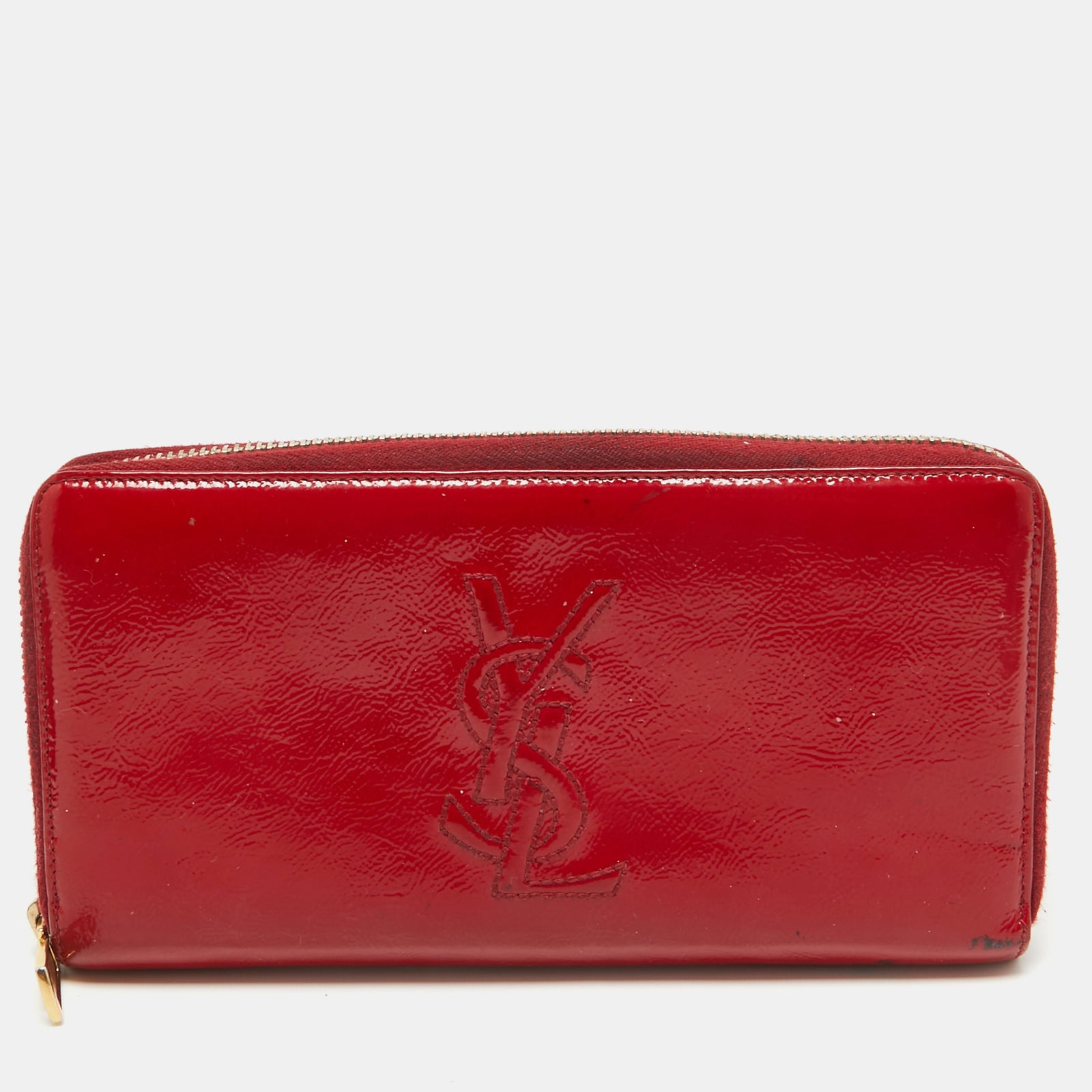 Yves Saint Laurent Portefeuille Belle De Jour en Cuir Verni Rouge