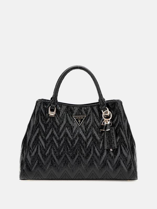 Guess Sac à main en cuir verni avec logo Adelard 4G