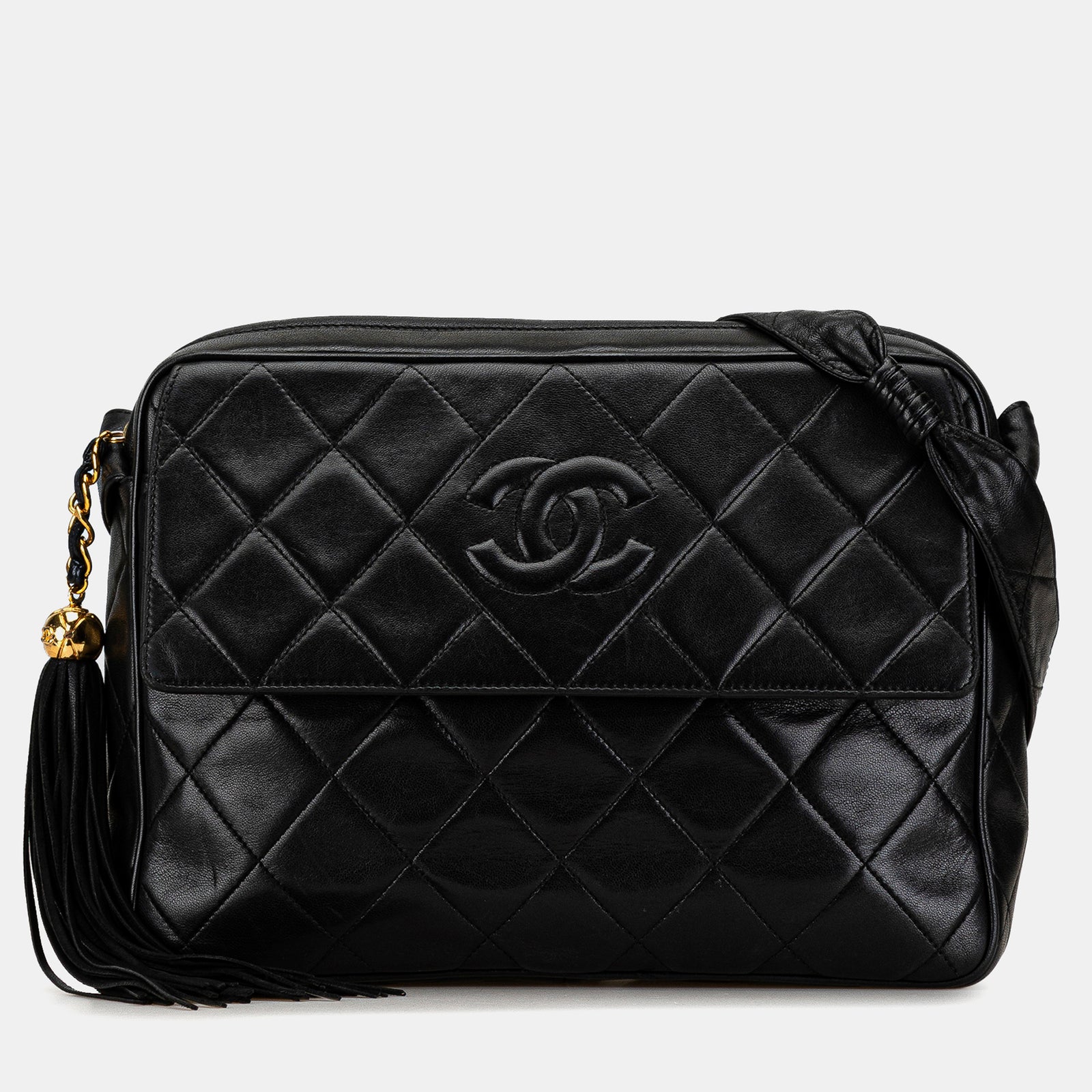 Chanel CC Kameratasche aus gestepptem Lammleder mit Quasten