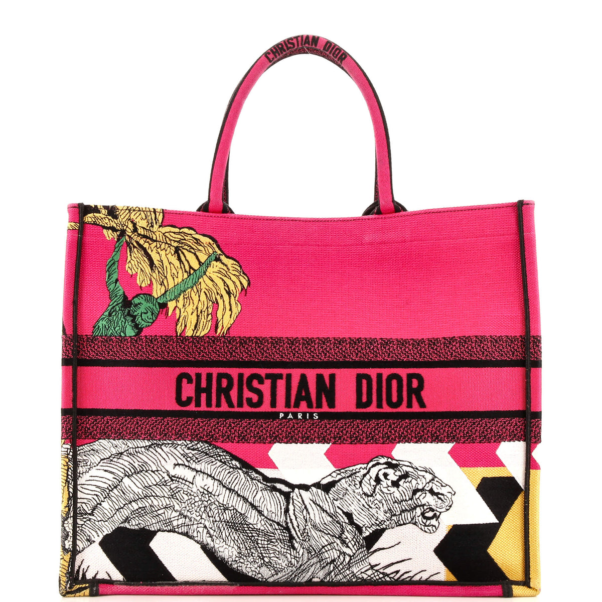 Christian Dior Book Tote Embroidered Canvas Large