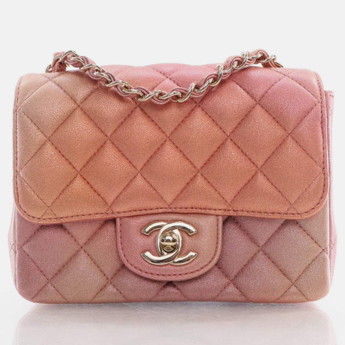Chanel Metallic Rose Gold Quilted Calfskin Mini Classic Flap Bag