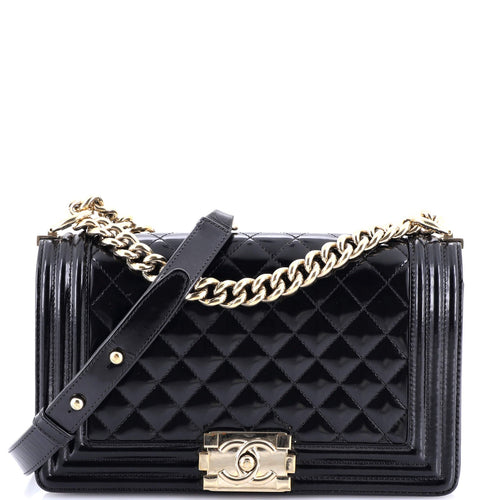 CHANEL Boy Flap Bag Quilted Iridescent Glazed Calfskin Old Medium