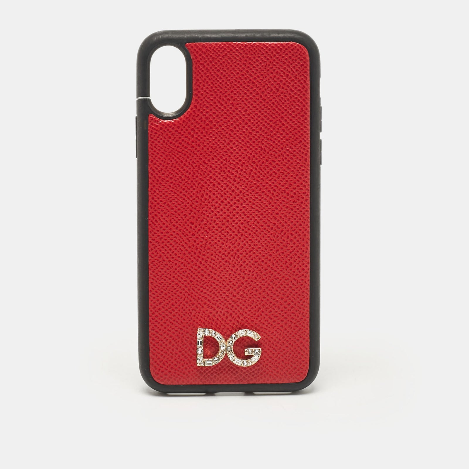 Dolce & Gabbana Rot/schwarze iPhone X-Hülle mit DG-Logo-Kristallen