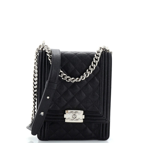 CHANEL North South Boy Flap Bag Quilted Caviar Large