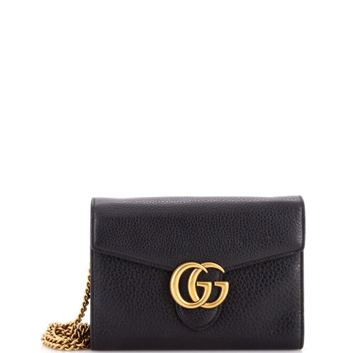 GUCCI GG Marmont Chain Wallet Leather Mini