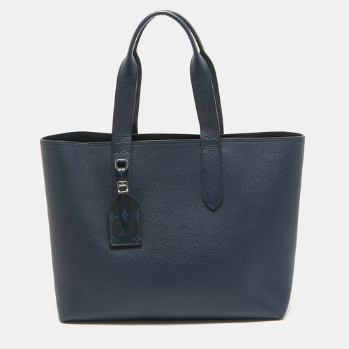 Marine Taurillon Leather Cabas Voyage Bag