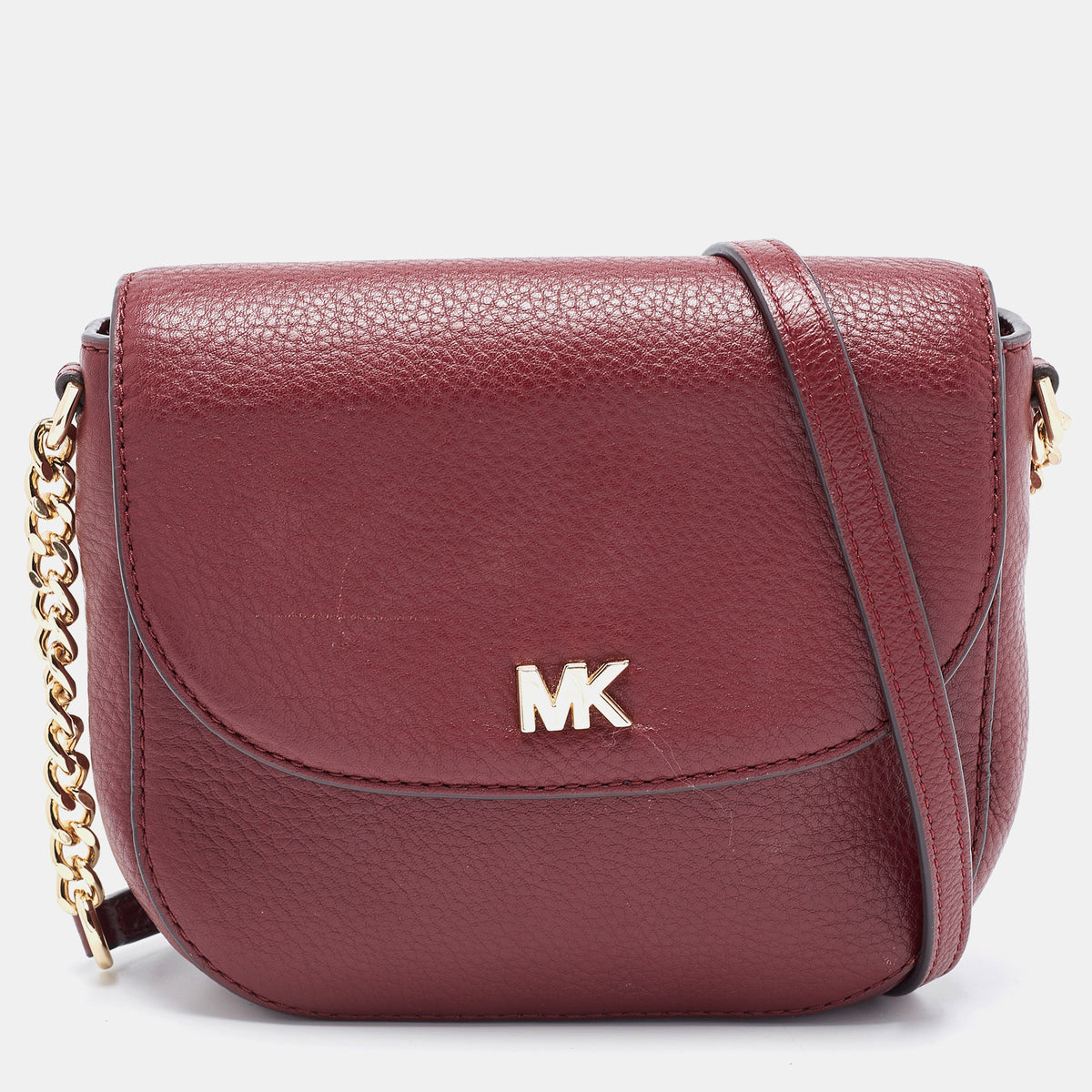 Michael Kors Burgundy Leather Mott Crossbody Bag