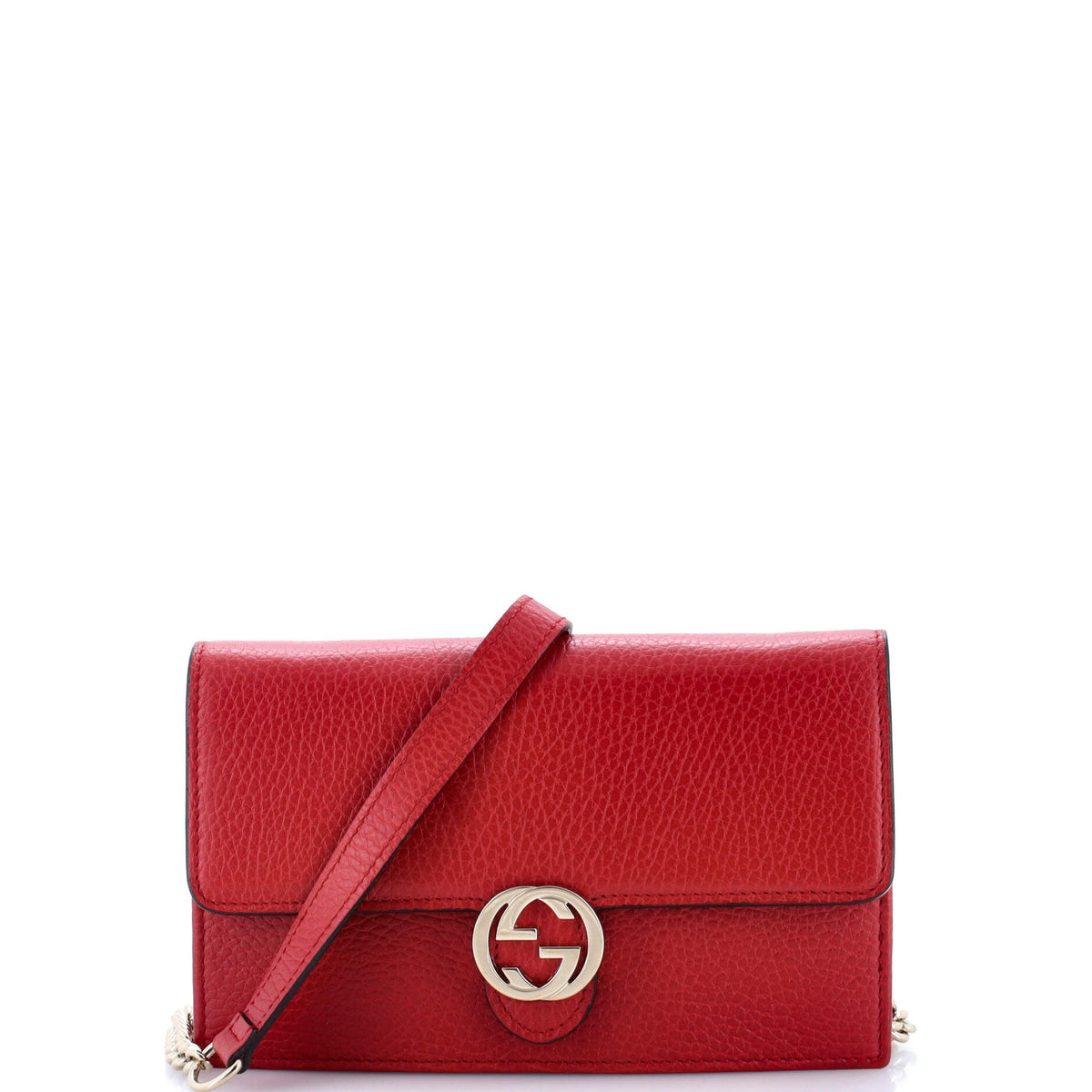 Gucci GUCCI Interlocking Wallet on Chain Leather