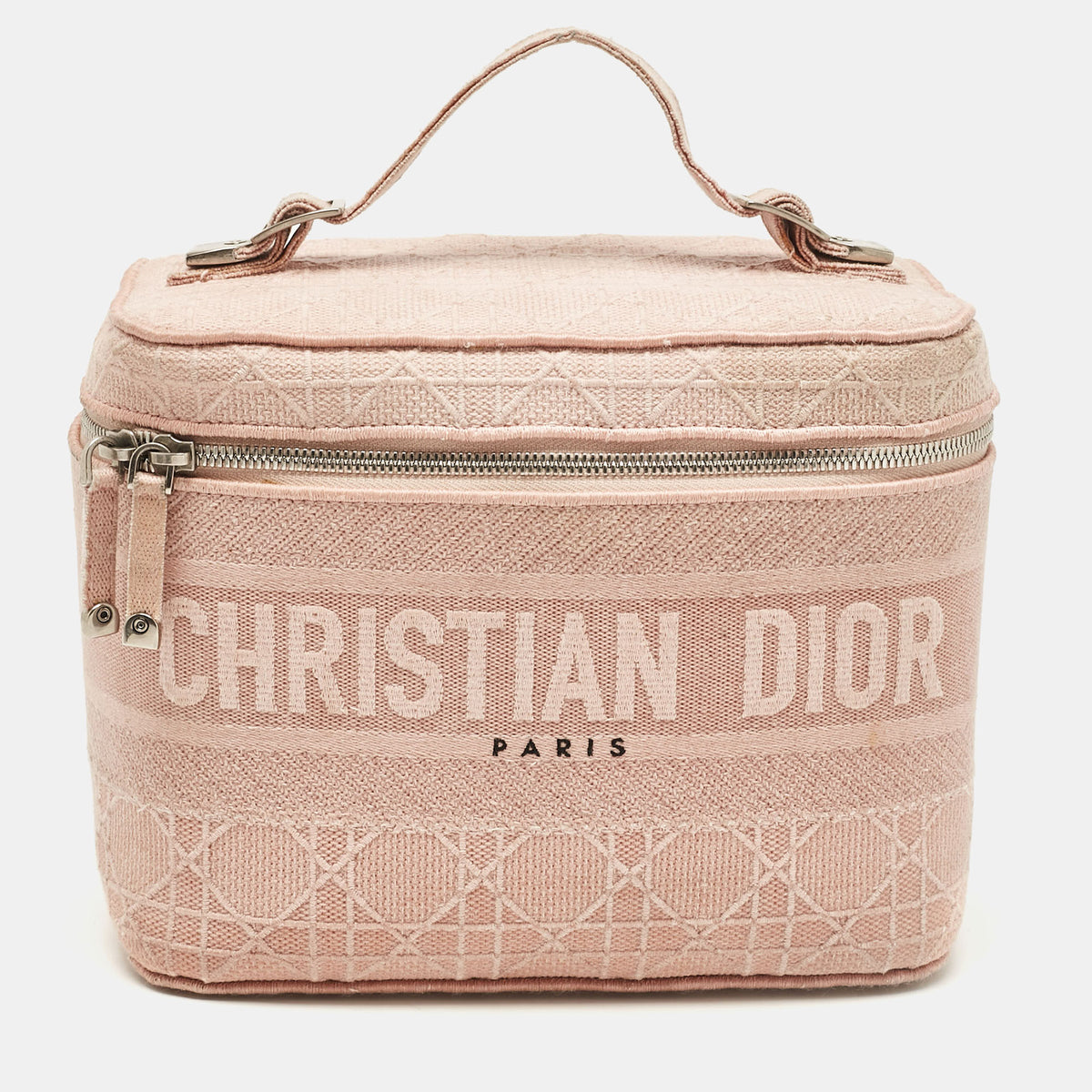 Dior Light Pink Canvas D Lite Vanity Case Bag