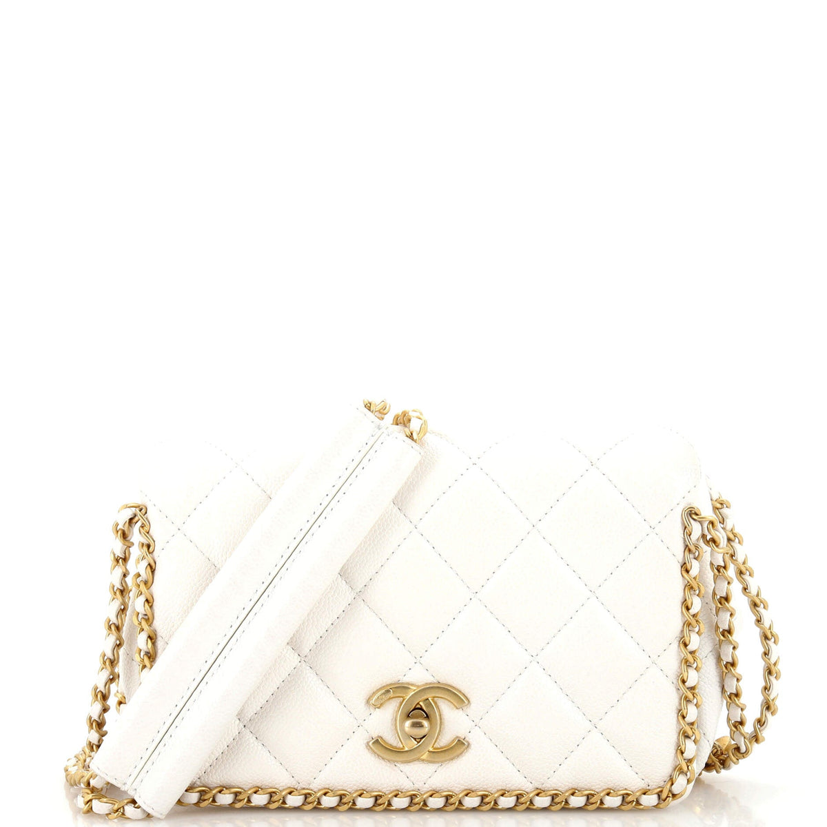 Chanel CHANEL Chain Around Multi Chain Full Flap Bag Quilted Caviar Mini