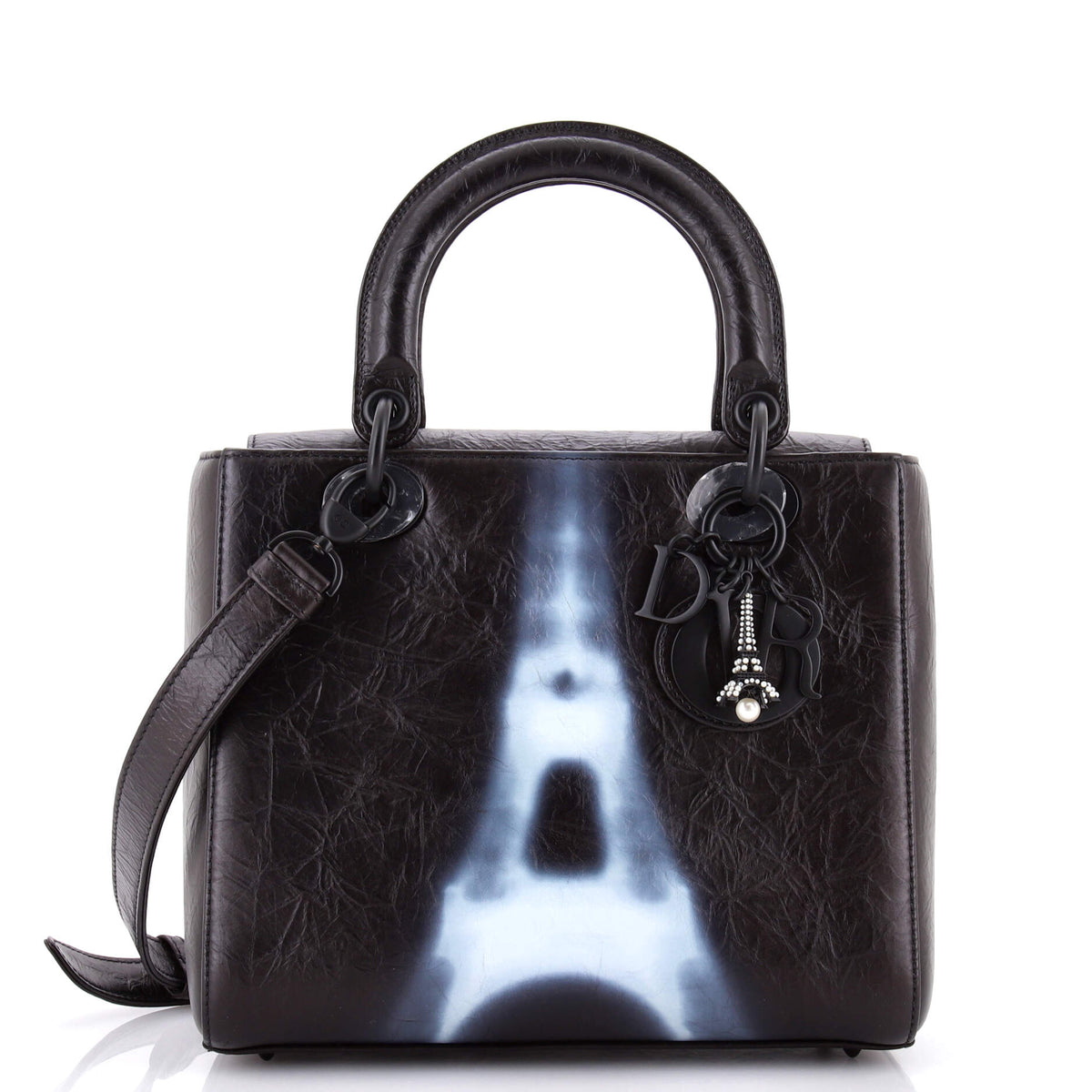 Christian Dior Lady Dior Bag Limited Edition Eiffel Tower Printed Leather Medium