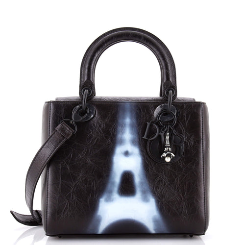 Lady Dior Bag Limited Edition Eiffel Tower Printed Leather Medium