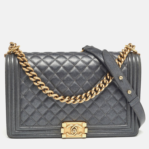 Grey Quilted Leather New Medium Boy Flap Bag