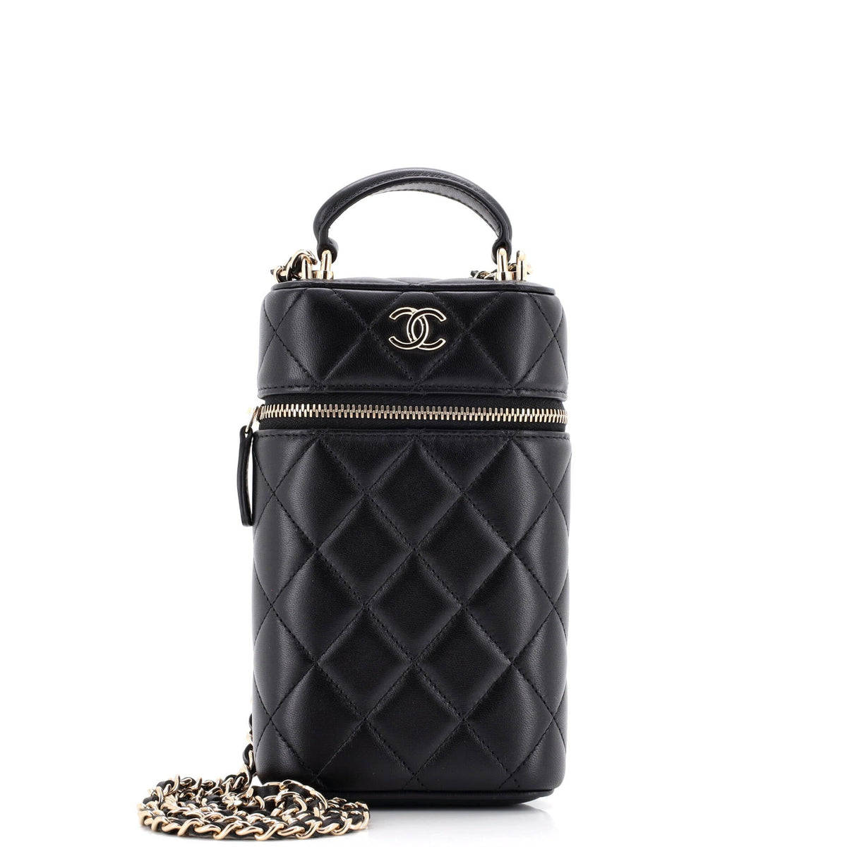 Chanel CHANEL Classic Vanity Top Handle Phone Holder with Chain Quilted Lambskin