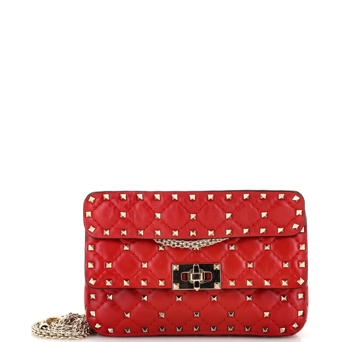 Valentino Garavani VALENTINO GARAVANI Rockstud Spike Flap Bag Quilted Leather Small