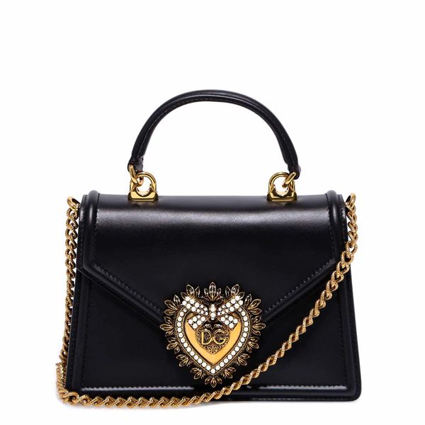 Dolce & Gabbana Women's Heart Logo Plaque Handbag in Black | Size UNICA | BB6711AV893