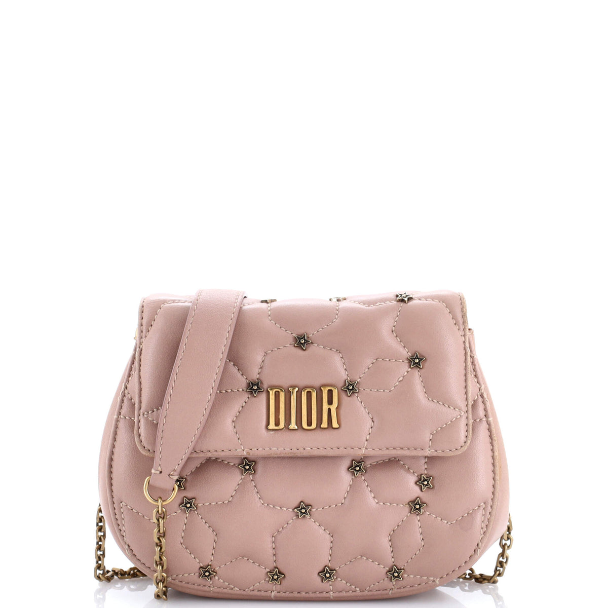 Christian Dior D-Fence Round Clutch with Chain Studded Leather Small