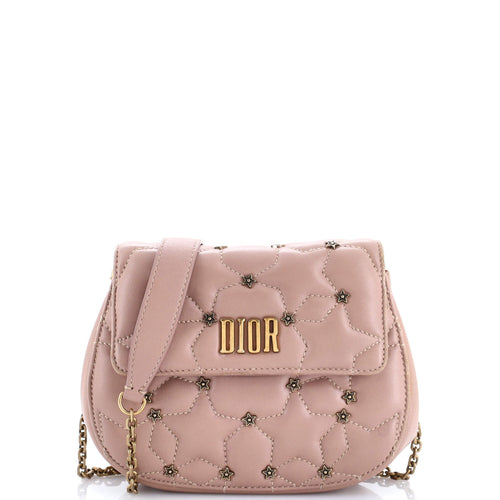 D-Fence Round Clutch with Chain Studded Leather Small