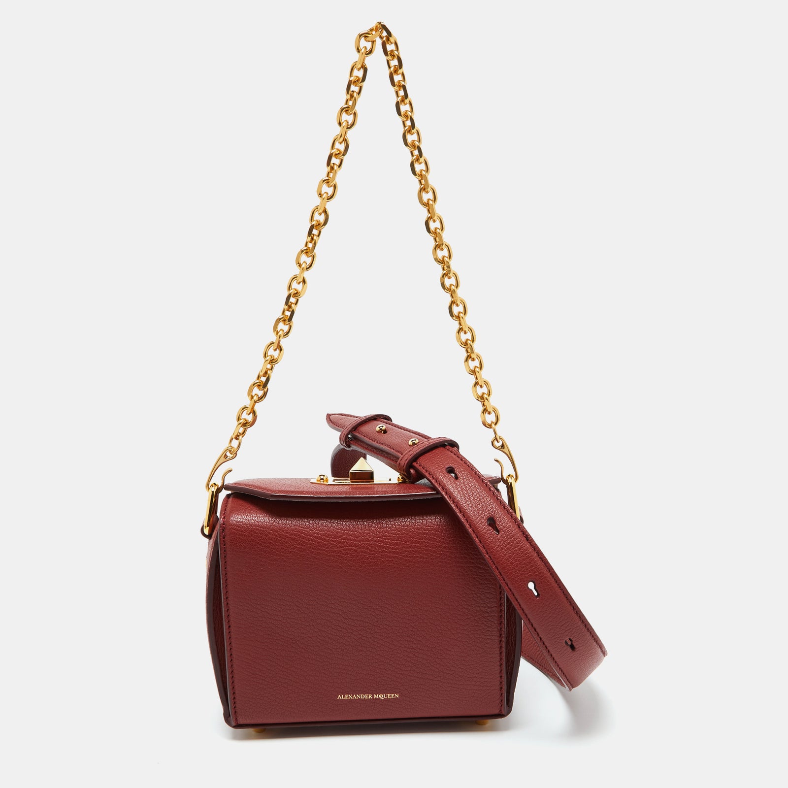 Alexander Mcqueen Brick Brown Leather Box Crossbody Bag