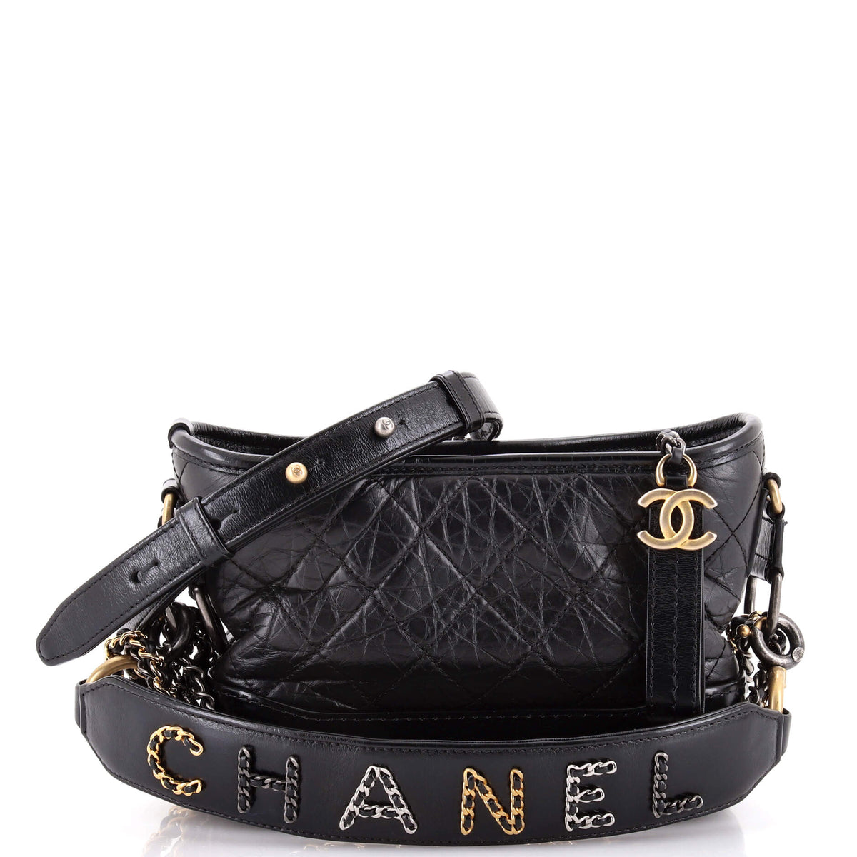 Chanel CHANEL Gabrielle Hobo with Logo Handle Quilted Aged Calfskin Medium