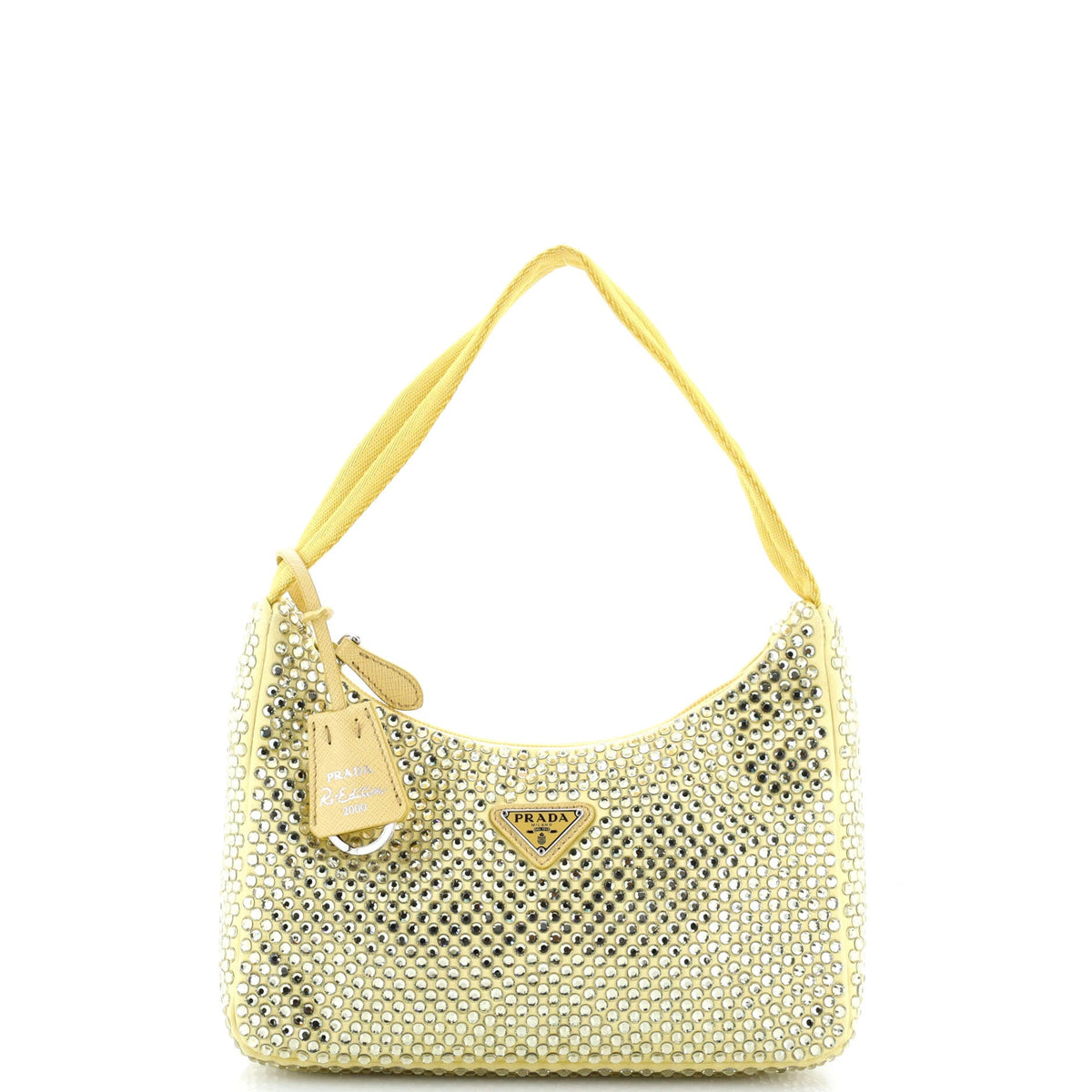 Prada PRADA Re-Edition 2000 Hobo Crystal Embellished Satin Mini