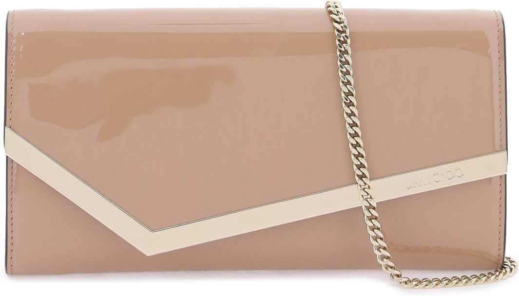 Jimmy Choo Women's Patent Leather Emmie Clutch in Neutro | EMMIEPAT