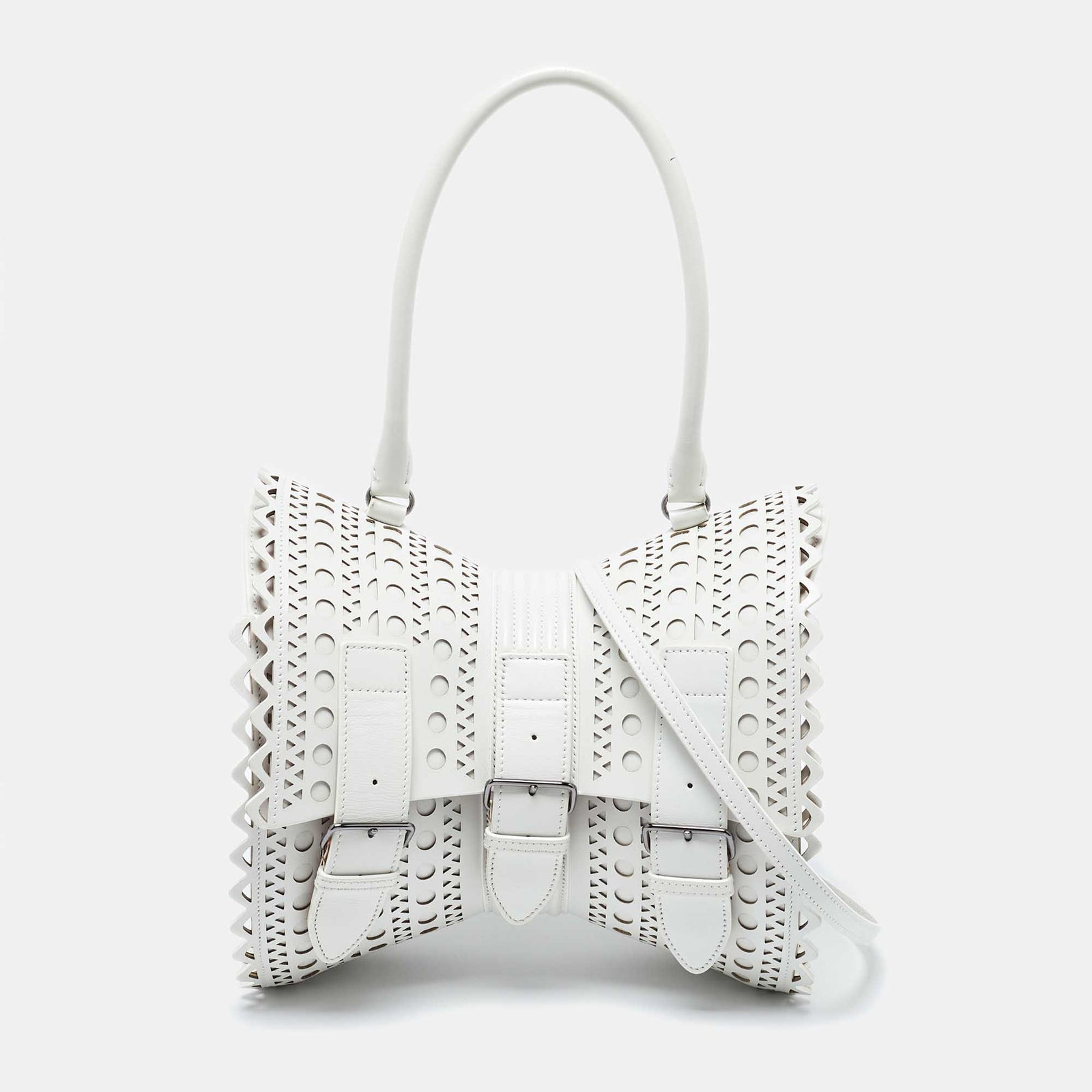 Alaia White Laser Cut Leather Edition 1992 Corset Bag