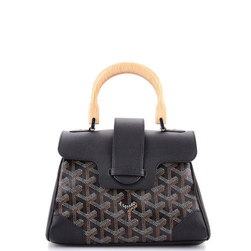 GOYARD Saigon Top Handle Bag Coated Canvas with Leather Mini