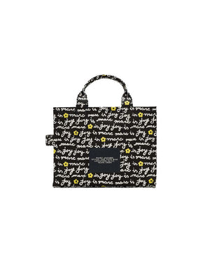 Marc Jacobs Medium Text - Print Cotton Canvas Tote Bag - Black