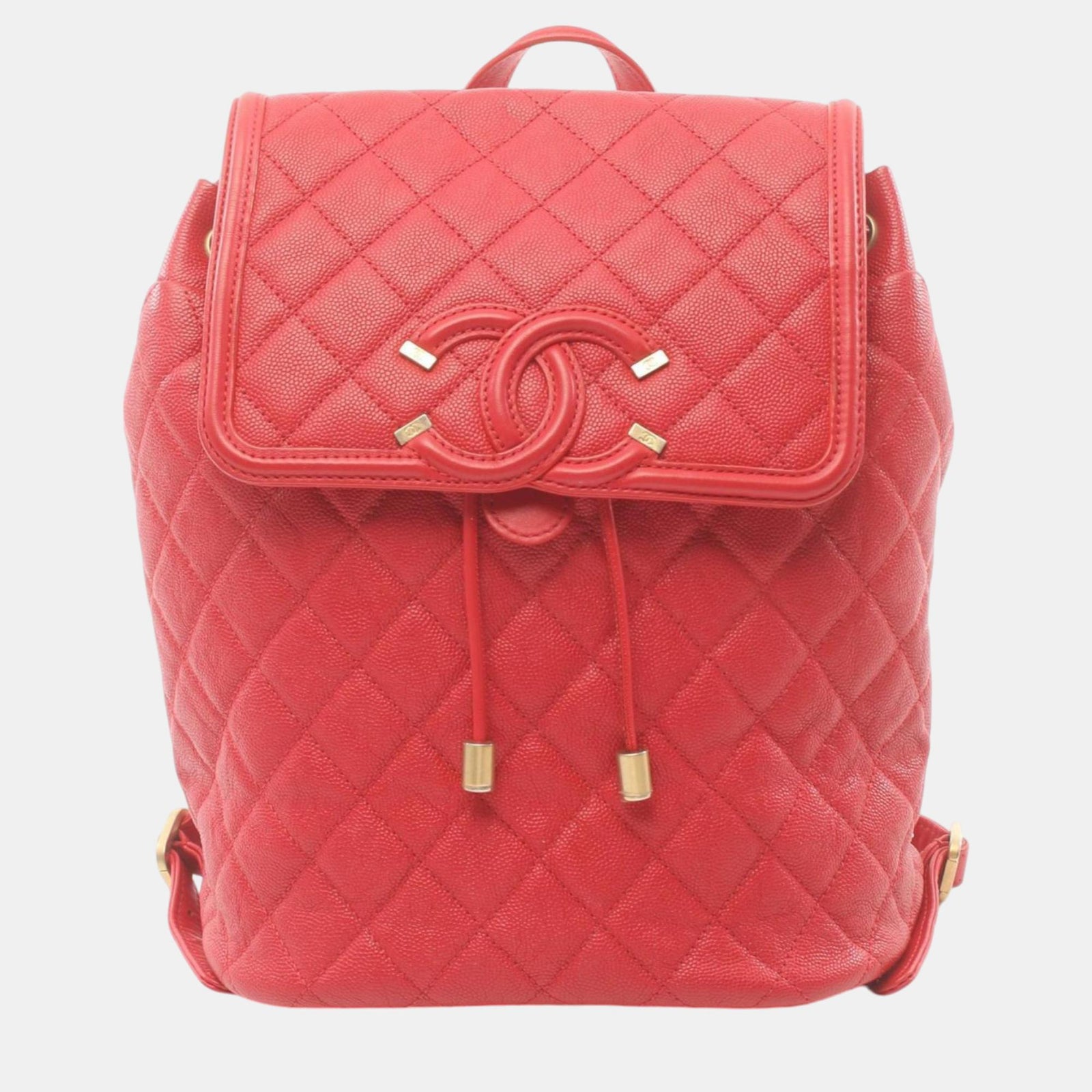 Chanel Roter Caviar Skin CC Filigraner Matelassé-Rucksack