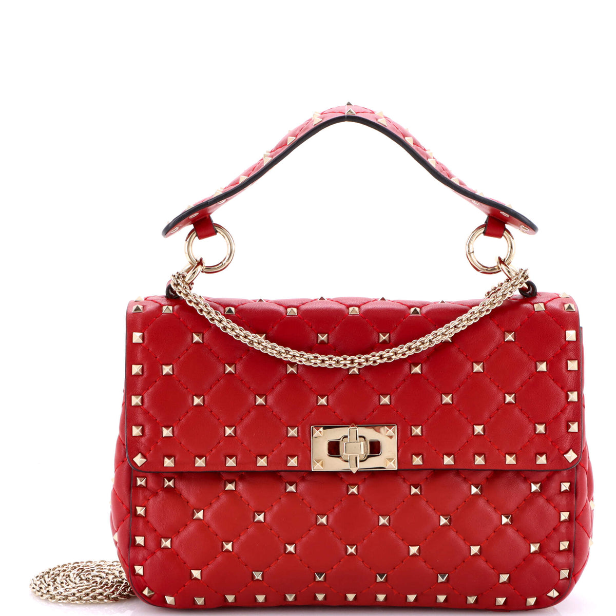 Valentino VALENTINO GARAVANI Rockstud Spike Flap Bag Quilted Leather Medium