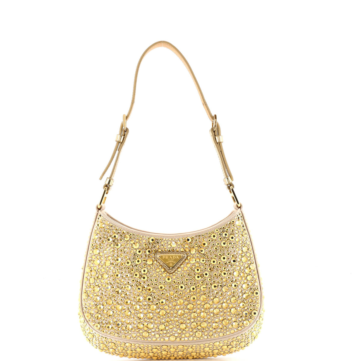 Prada PRADA Cleo Shoulder Bag Crystal Embellished Satin Small