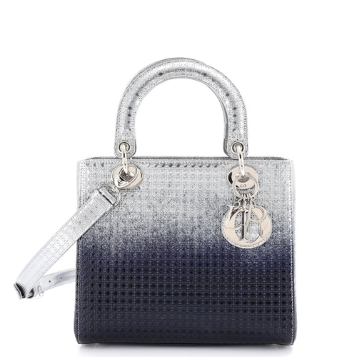 Lady Dior Bag Micro Cannage Ombre Metallic Calfskin Medium