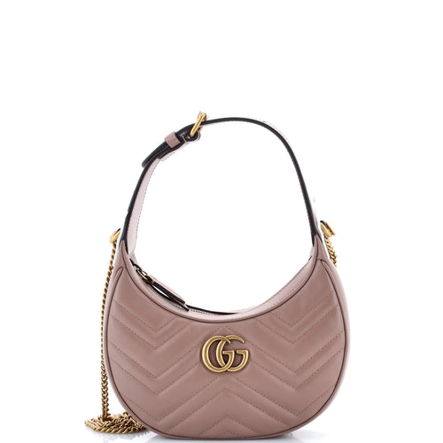 GUCCI GG Marmont Half Moon Hobo Matelasse Leather Mini