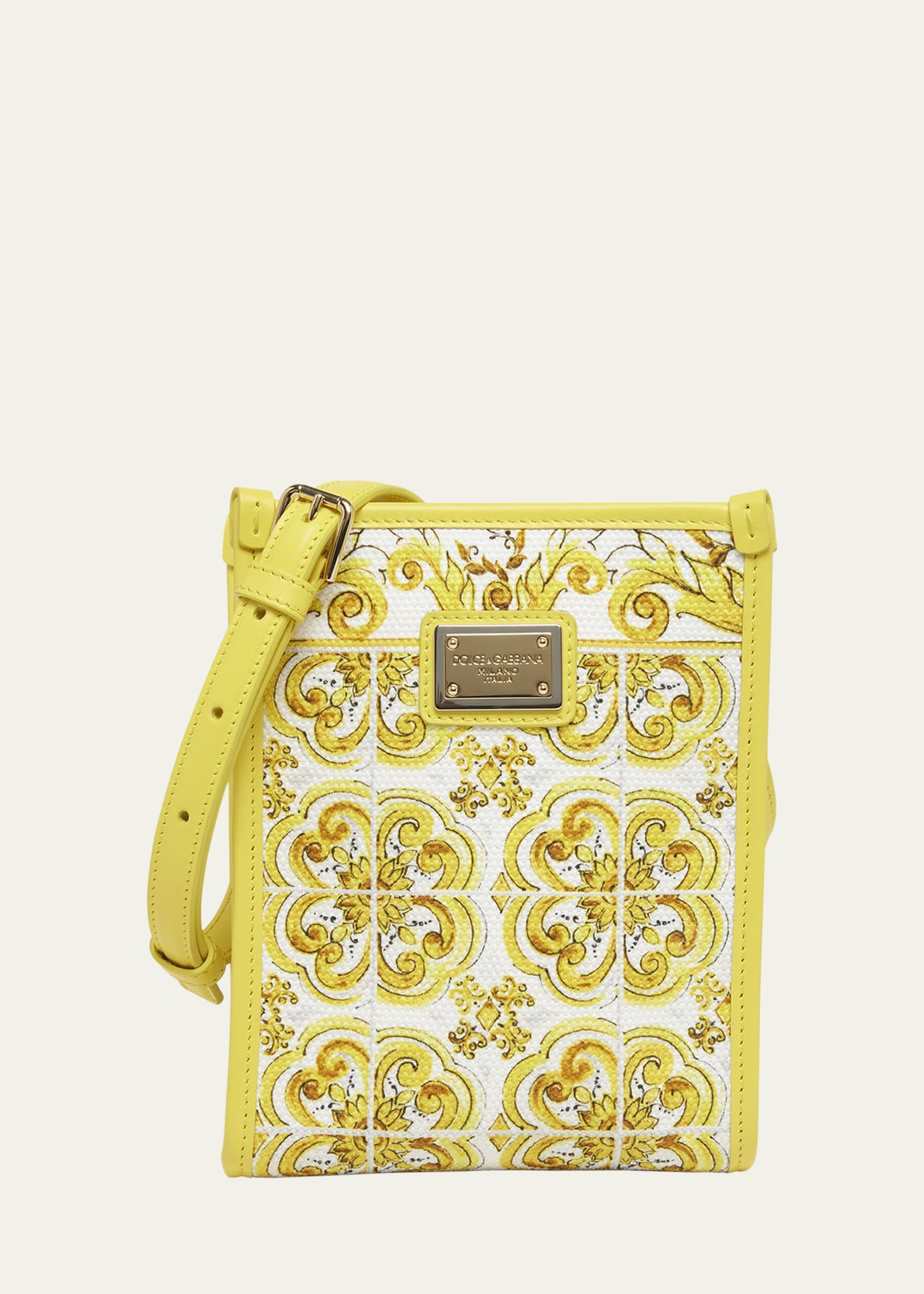 Dolce & Gabbana Mini Maiolica Canvas Crossbody Bag