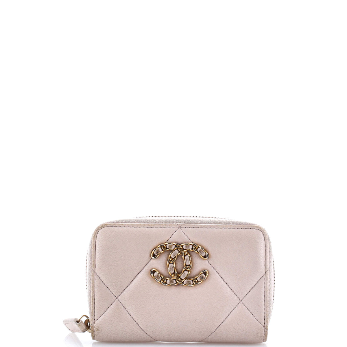 Chanel CHANEL 19 Zip Coin Purse Quilted Leather