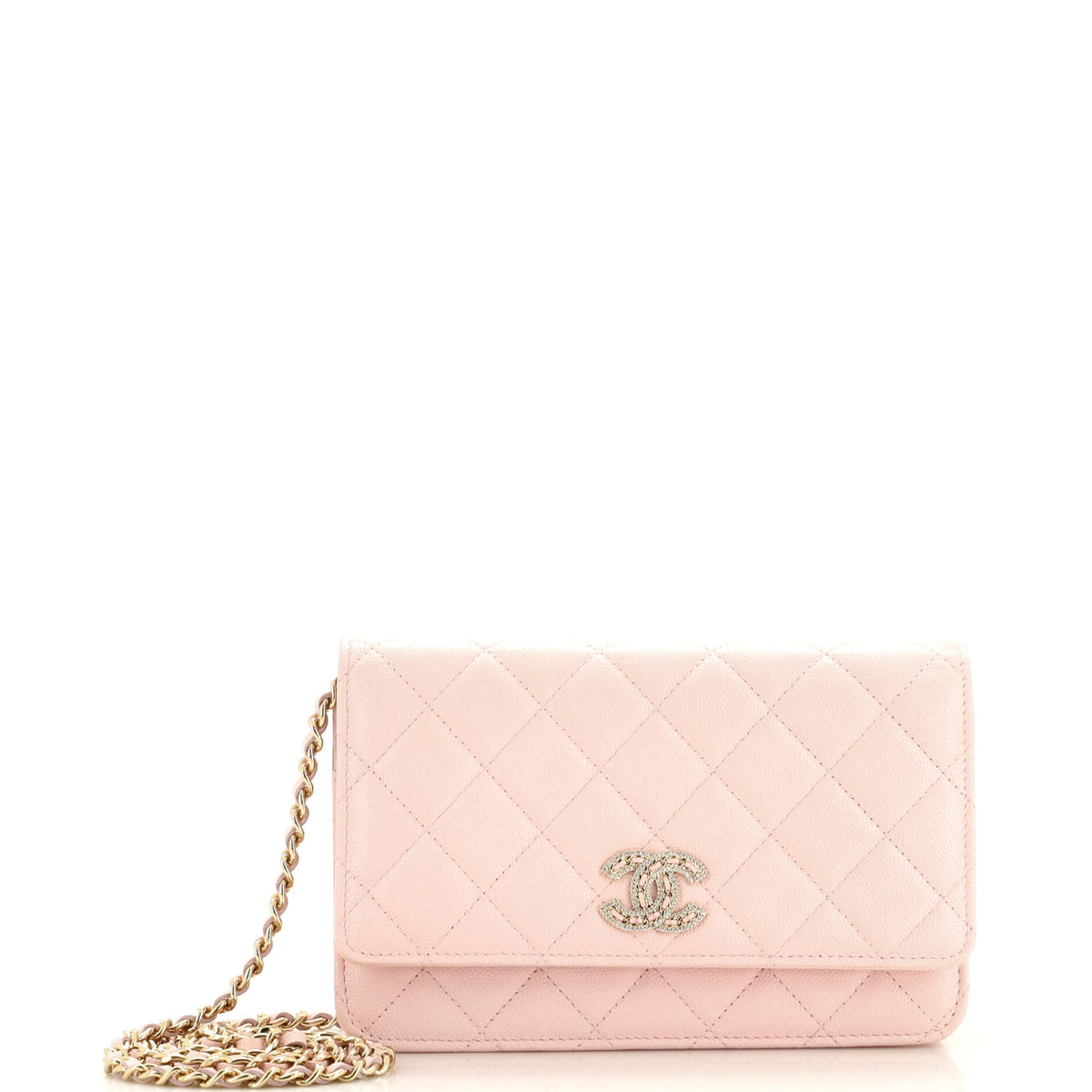 Chanel CHANEL Twisted Crystals CC Wallet on Chain Quilted Caviar