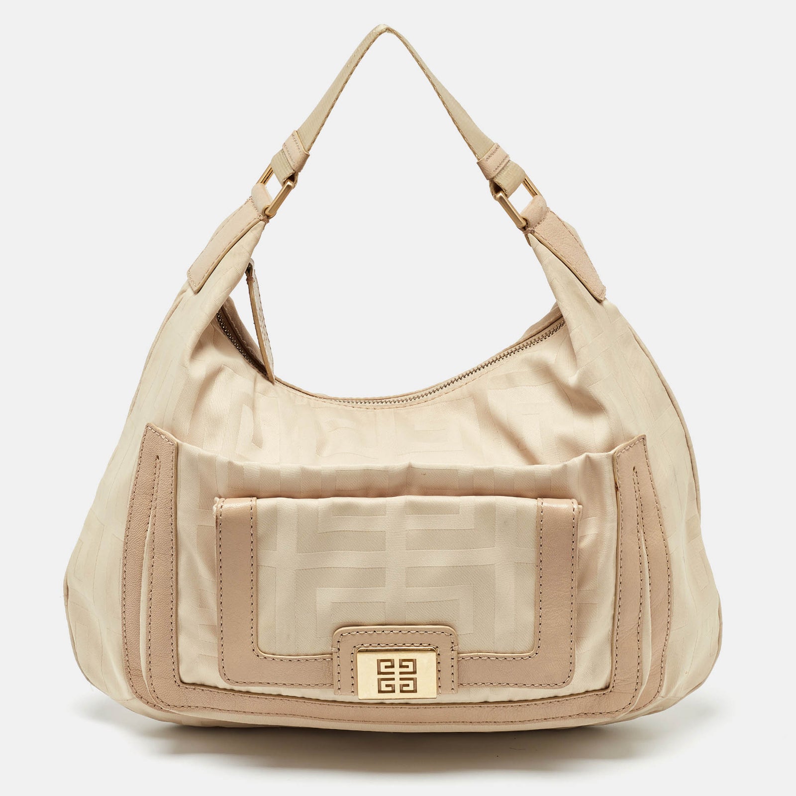 Givenchy Beige Signature Canvas and Leather Hobo