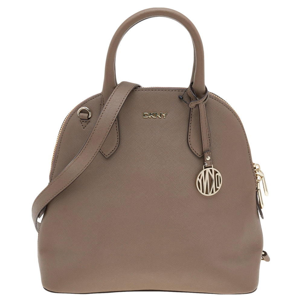 DKNY Sacoche zippée en cuir marron