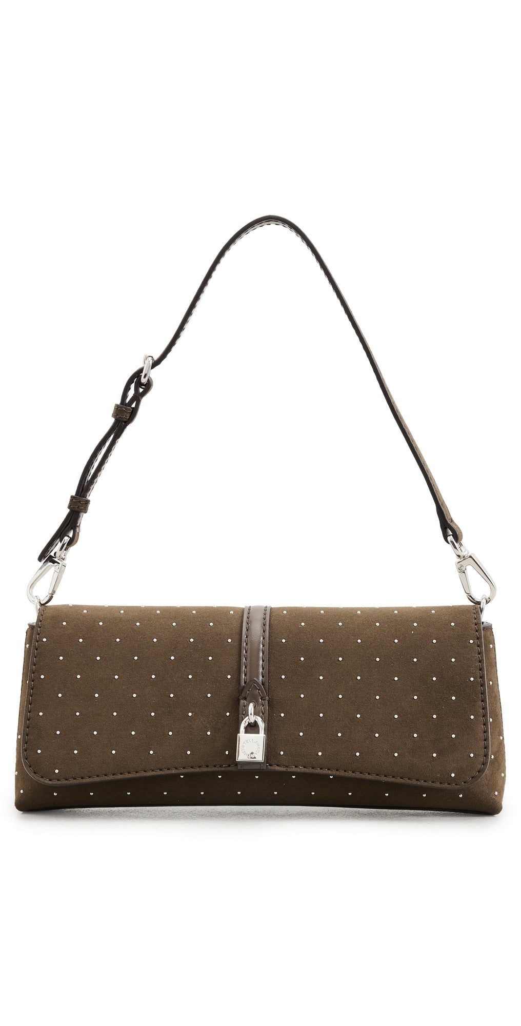 Stella McCartney Ryder Pochette Shoulder Bag In Studded Alter Suede Moka One Size