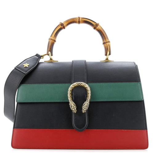 GUCCI Dionysus Bamboo Top Handle Bag Colorblock Leather Large
