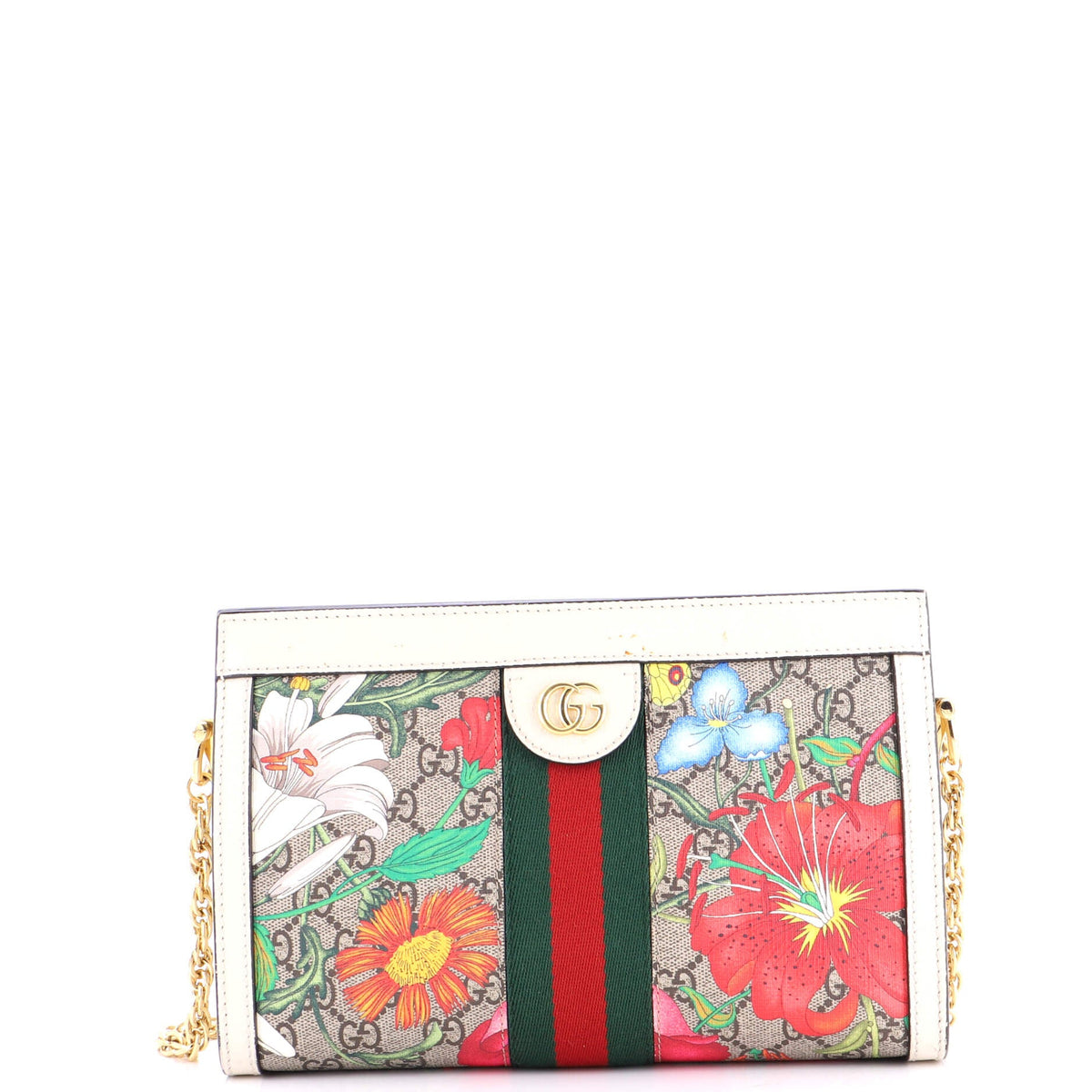 Gucci GUCCI Ophidia Chain Shoulder Bag Flora GG Coated Canvas Small