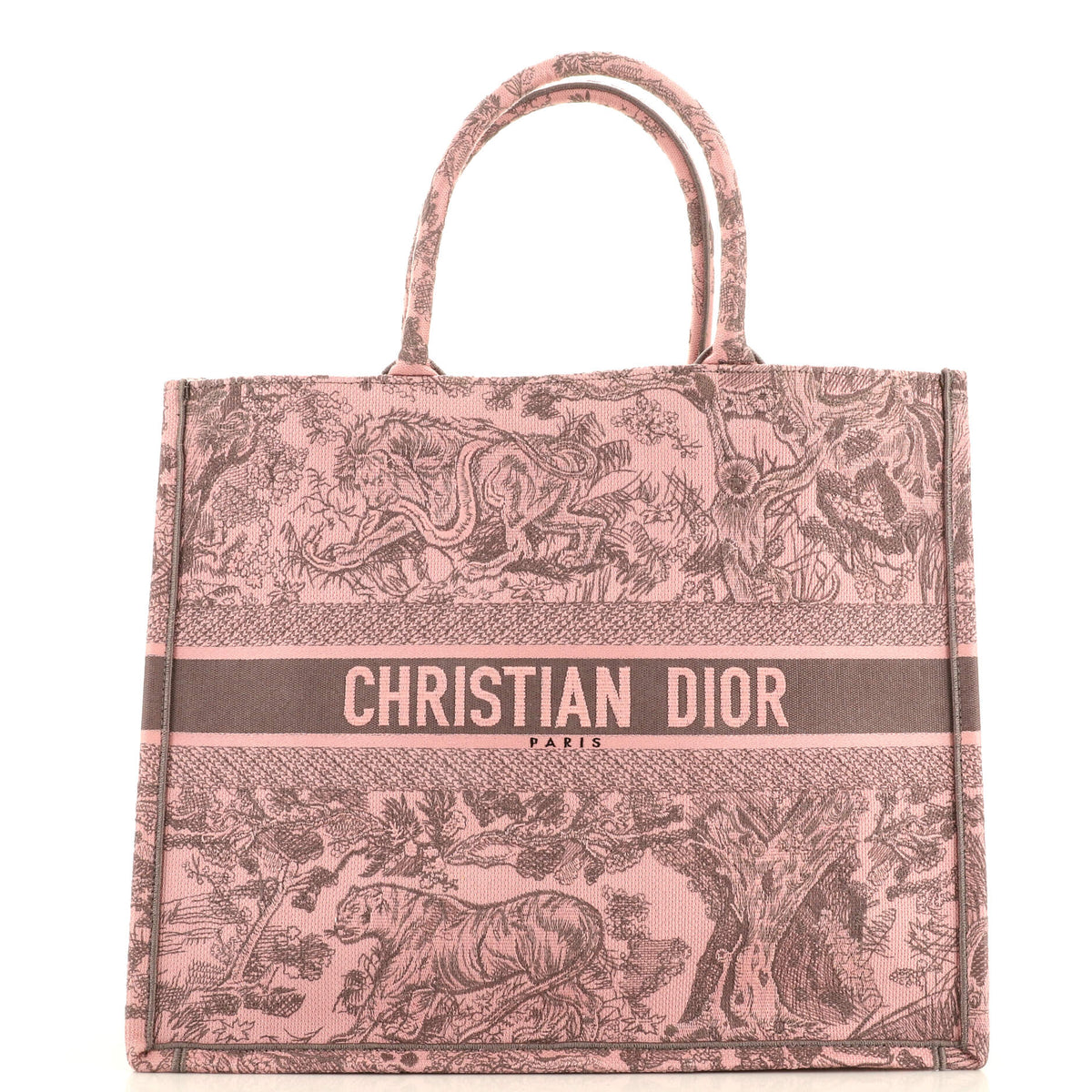 Christian Dior Book Tote Embroidered Canvas Large