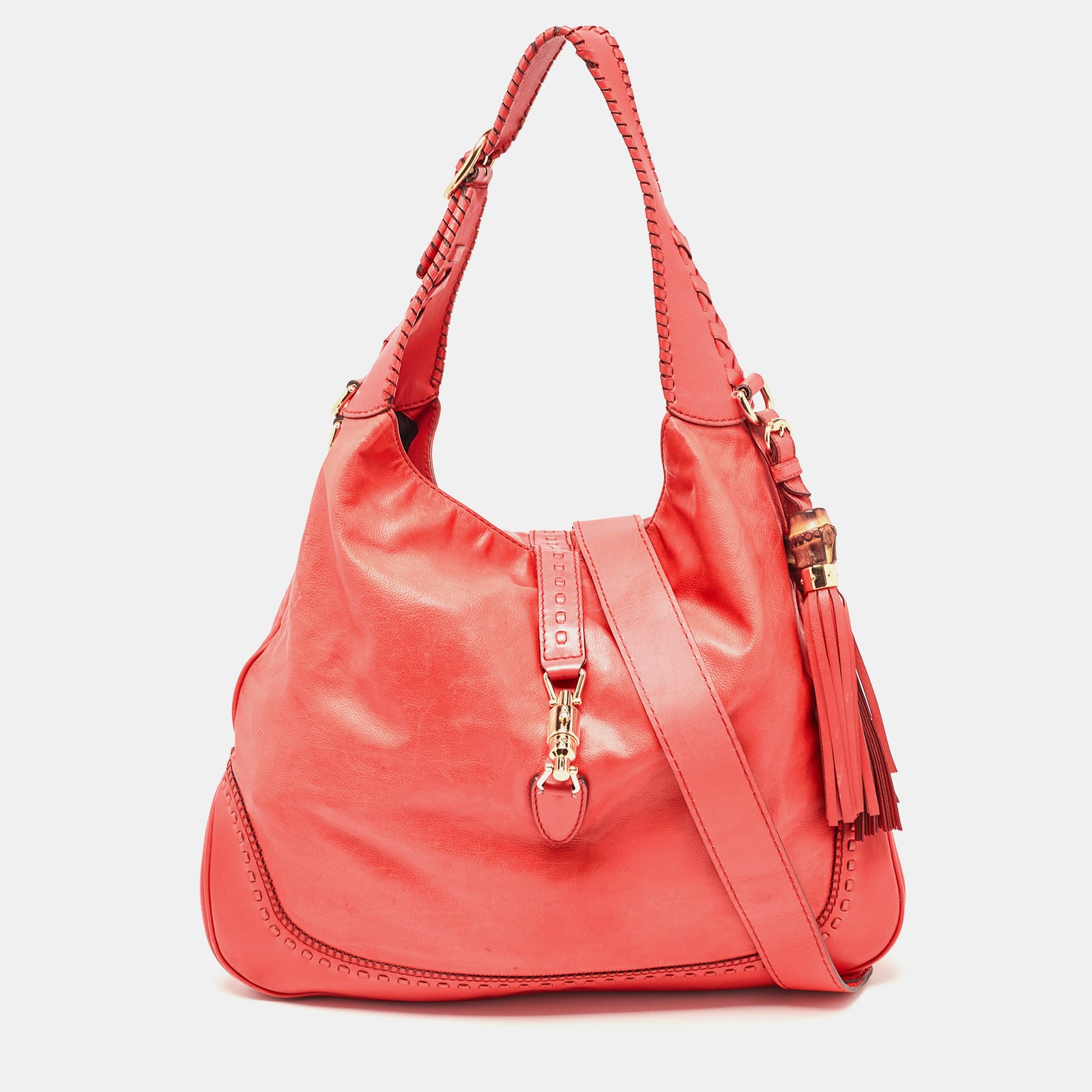 Gucci Große neue Hobo-Tasche Jackie aus korallenrotem Leder