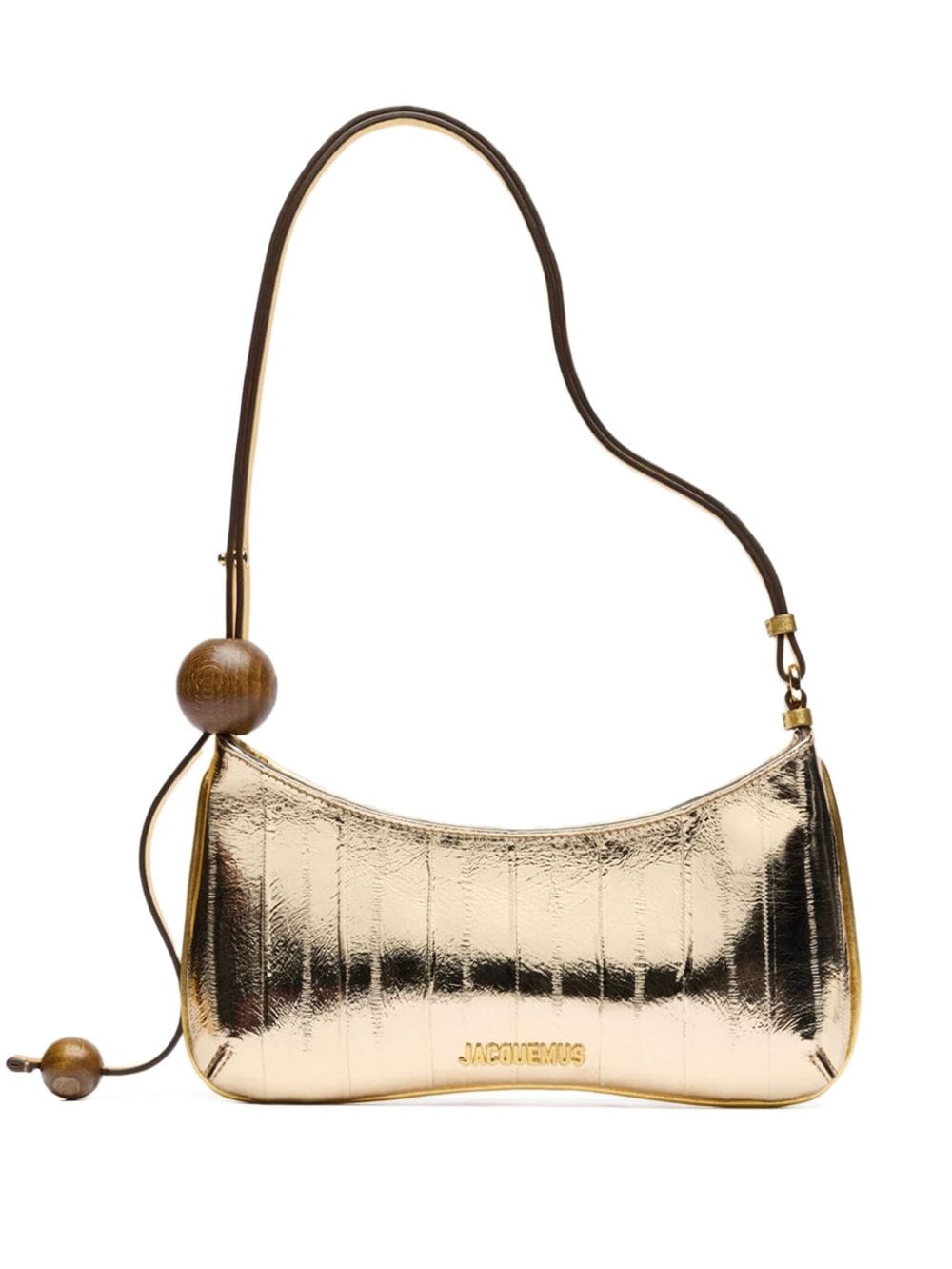 Jacquemus Women's Le Bisou Perle Leather Shoulder Bag in Golden | Size UNI | 231BA057
